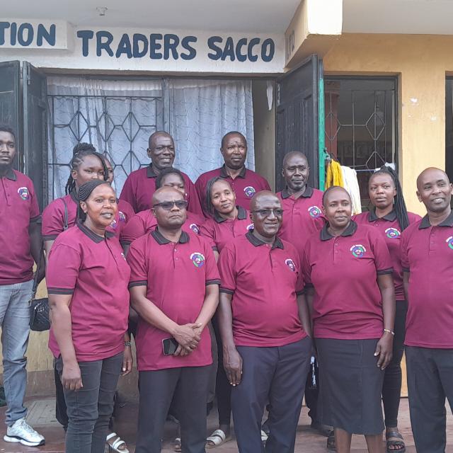 Junction Traders' SACCO members and committee outside the SACCO office in Nairobi